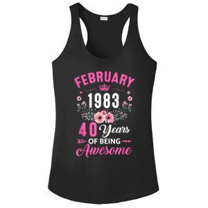 Made In 1983 40 Years Old February 40Th Birthday Ladies PosiCharge Competitor Racerback Tank