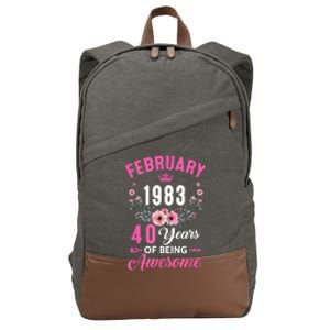 Made In 1983 40 Years Old February 40Th Birthday Cotton Canvas Backpack