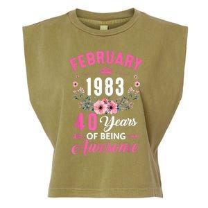 Made In 1983 40 Years Old February 40Th Birthday Garment-Dyed Women's Muscle Tee