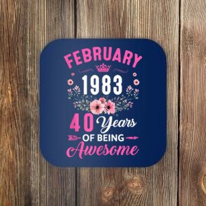 Made In 1983 40 Years Old February 40Th Birthday Coaster