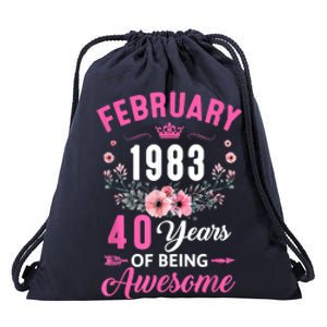 Made In 1983 40 Years Old February 40Th Birthday Drawstring Bag