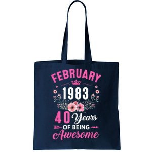 Made In 1983 40 Years Old February 40Th Birthday Tote Bag