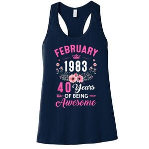 Made In 1983 40 Years Old February 40Th Birthday Women's Racerback Tank