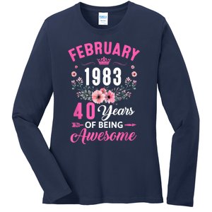 Made In 1983 40 Years Old February 40Th Birthday Ladies Long Sleeve Shirt