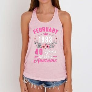 Made In 1983 40 Years Old February 40Th Birthday Women's Knotted Racerback Tank