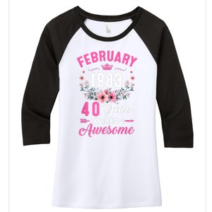 Made In 1983 40 Years Old February 40Th Birthday Women's Tri-Blend 3/4-Sleeve Raglan Shirt