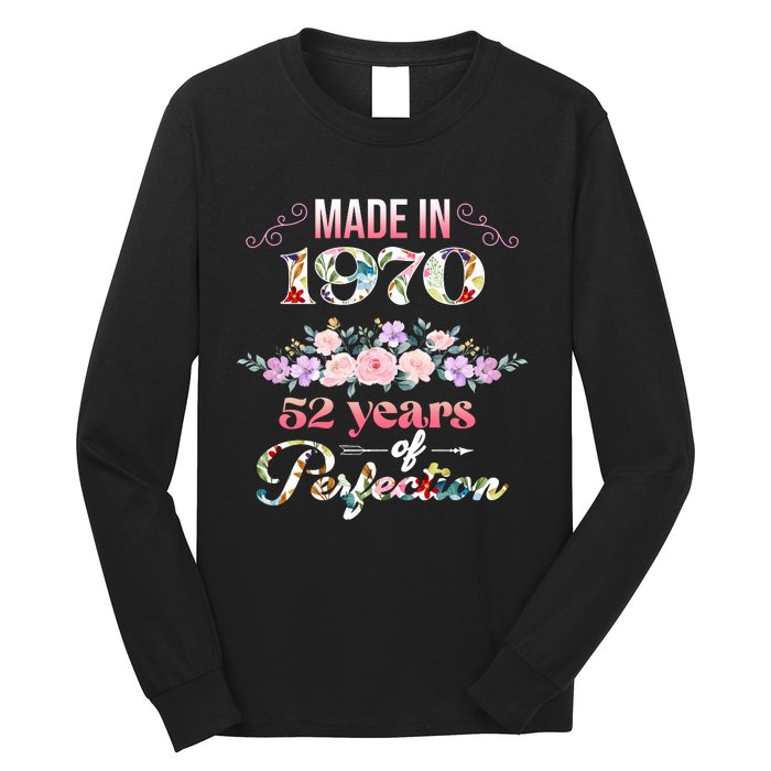 Made In 1970 Floral 52nd Birthday Gift Long Sleeve Shirt