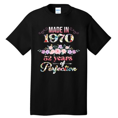 Made In 1970 Floral 52nd Birthday Gift Tall T-Shirt