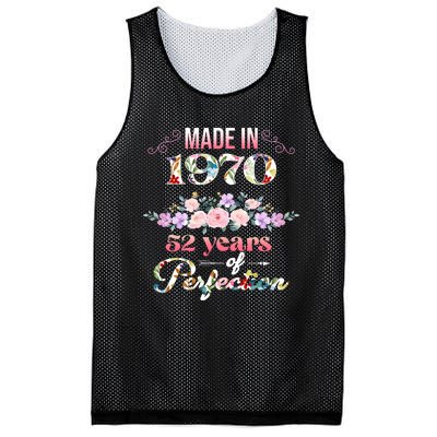 Made In 1970 Floral 52nd Birthday Gift Mesh Reversible Basketball Jersey Tank