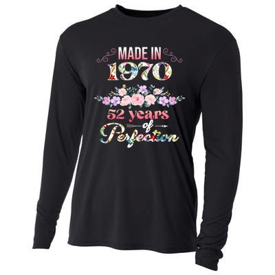 Made In 1970 Floral 52nd Birthday Gift Cooling Performance Long Sleeve Crew