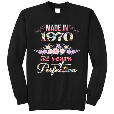 Made In 1970 Floral 52nd Birthday Gift Tall Sweatshirt