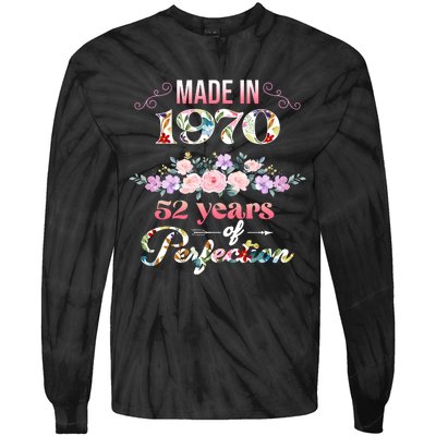 Made In 1970 Floral 52nd Birthday Gift Tie-Dye Long Sleeve Shirt