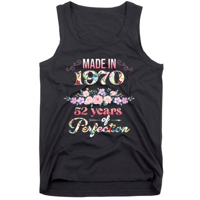 Made In 1970 Floral 52nd Birthday Gift Tank Top