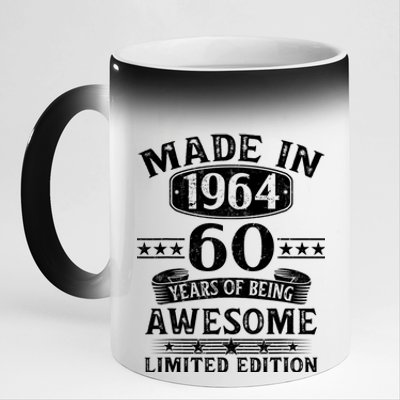 Made In 1964 60 Years Of Being Awesome Limited Edition 60th Birthday 11oz Black Color Changing Mug