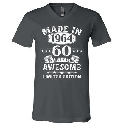 Made In 1964 60 Years Of Being Awesome Limited Edition 60th Birthday V-Neck T-Shirt