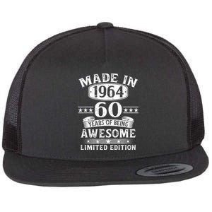 Made In 1964 60 Years Of Being Awesome Limited Edition 60th Birthday Flat Bill Trucker Hat