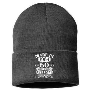 Made In 1964 60 Years Of Being Awesome Limited Edition 60th Birthday Sustainable Knit Beanie