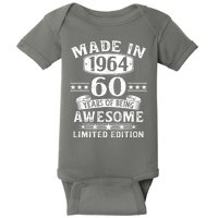 Made In 1964 60 Years Of Being Awesome Limited Edition 60th Birthday Baby Bodysuit