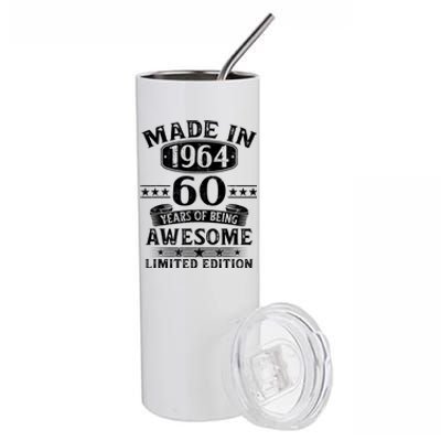 Made In 1964 60 Years Of Being Awesome Limited Edition 60th Birthday Stainless Steel Tumbler