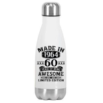 Made In 1964 60 Years Of Being Awesome Limited Edition 60th Birthday Stainless Steel Insulated Water Bottle