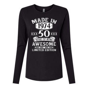 Made In 1974 50 Years Of Being Awesome Limited Edition 50th Birthday Womens Cotton Relaxed Long Sleeve T-Shirt