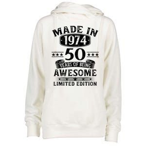 Made In 1974 50 Years Of Being Awesome Limited Edition 50th Birthday Womens Funnel Neck Pullover Hood