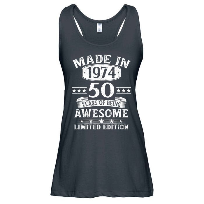 Made In 1974 50 Years Of Being Awesome Limited Edition 50th Birthday Ladies Essential Flowy Tank