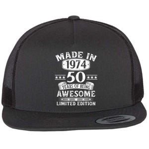 Made In 1974 50 Years Of Being Awesome Limited Edition 50th Birthday Flat Bill Trucker Hat