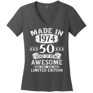 Made In 1974 50 Years Of Being Awesome Limited Edition 50th Birthday Women's V-Neck T-Shirt