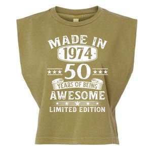 Made In 1974 50 Years Of Being Awesome Limited Edition 50th Birthday Garment-Dyed Women's Muscle Tee