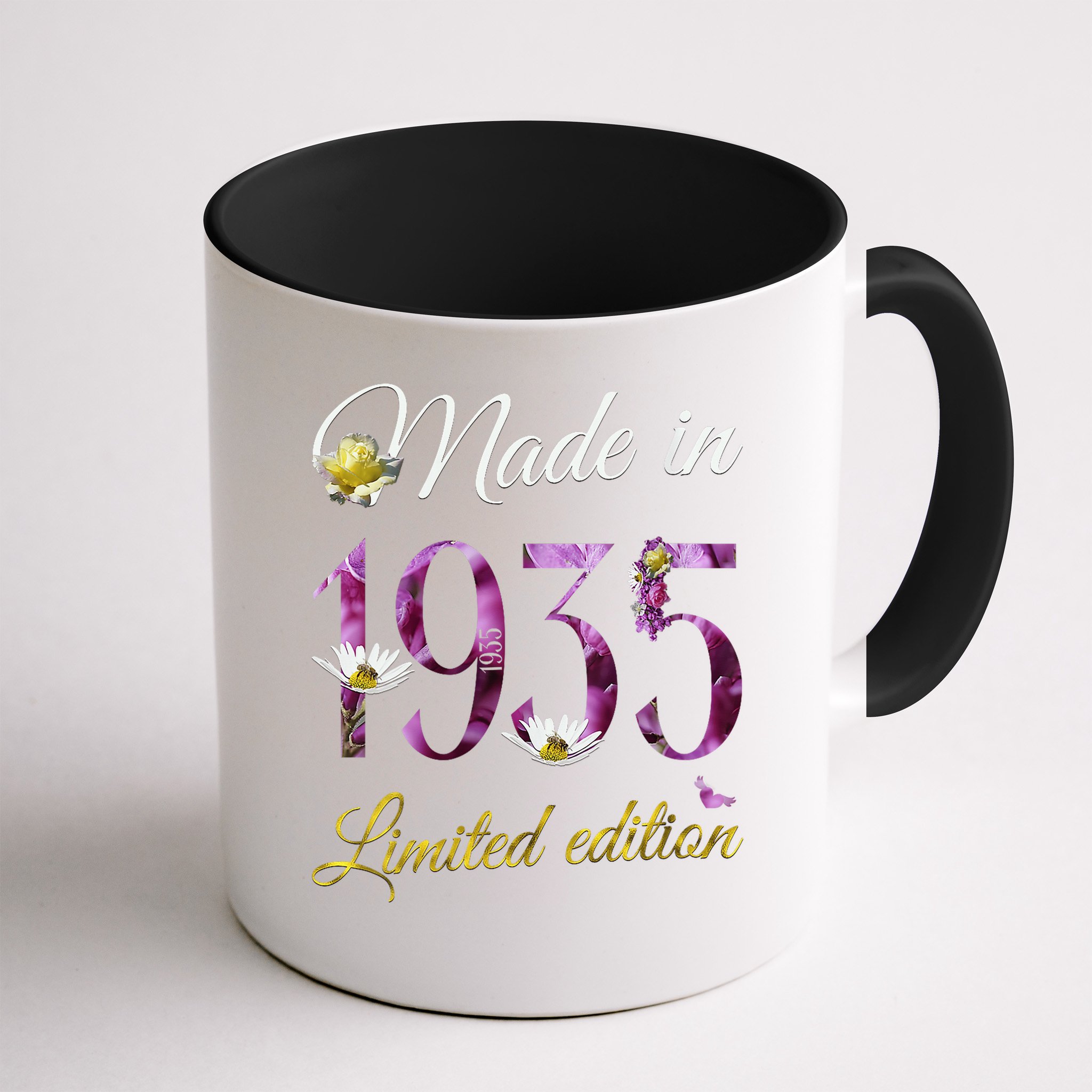 Made In 1935 - 90Year Old Floral 1935 90th Birthday Mug