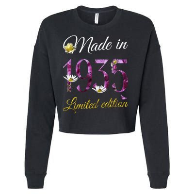 Made In 1935 - 90Year Old Floral 1935 90th Birthday Cropped Pullover Crew