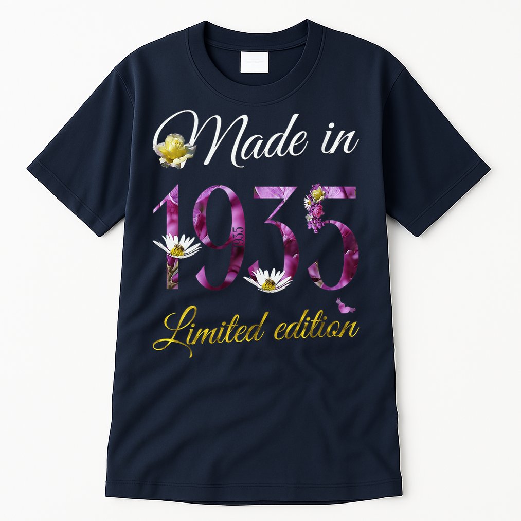 Made In 1935 - 90Year Old Floral 1935 90th Birthday Tall T-Shirt