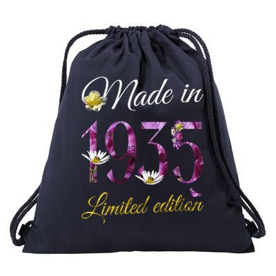 Made In 1935 - 90Year Old Floral 1935 90th Birthday Drawstring Bag