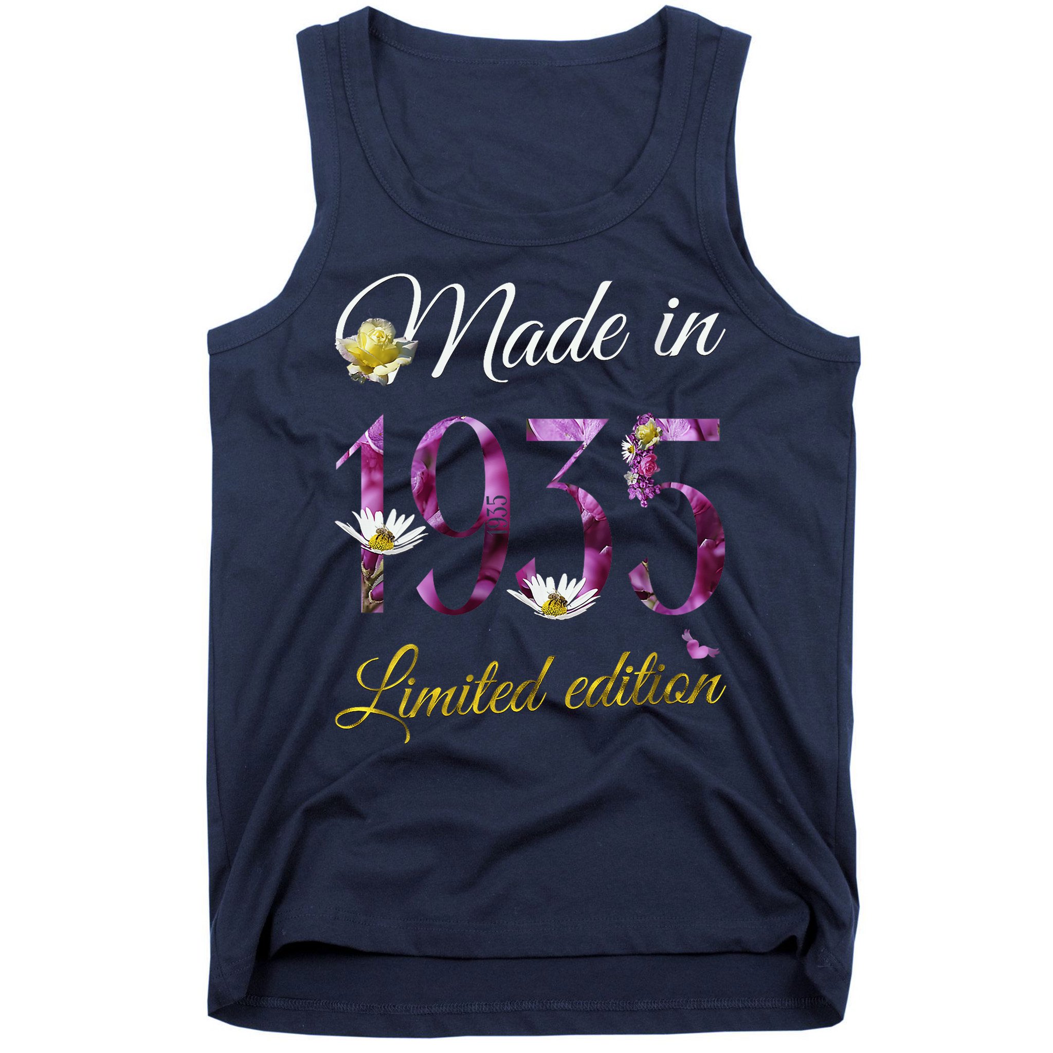 Made In 1935 - 90Year Old Floral 1935 90th Birthday Tank Top