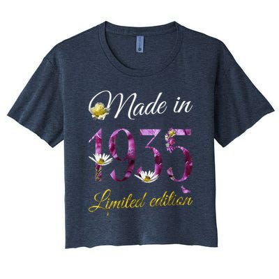 Made In 1935 - 90Year Old Floral 1935 90th Birthday Women's Crop Top Tee