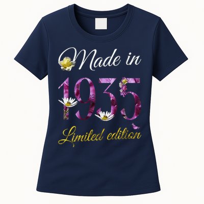Made In 1935 - 90Year Old Floral 1935 90th Birthday Womens T-Shirt