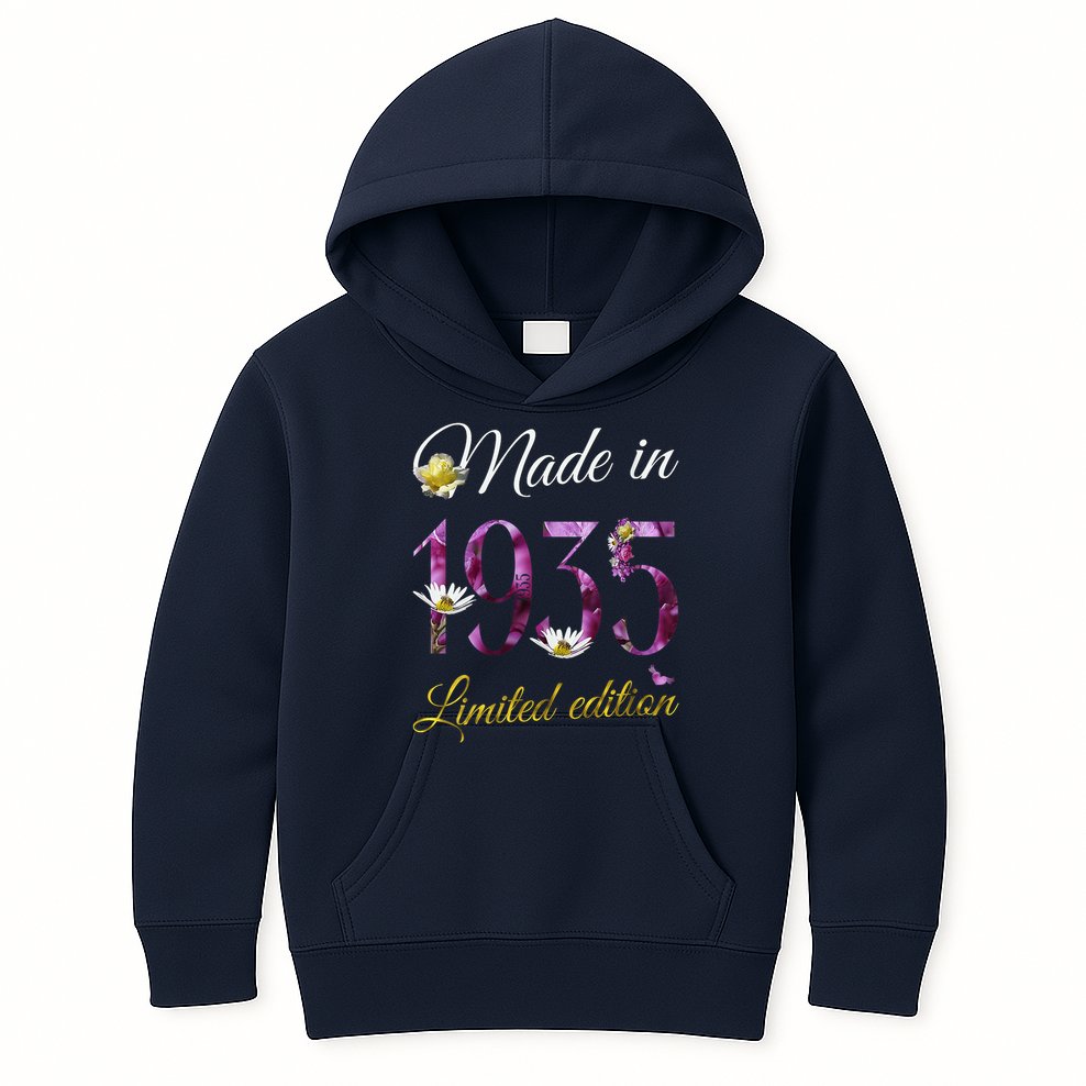 Made In 1935 - 90Year Old Floral 1935 90th Birthday Kids Hoodie