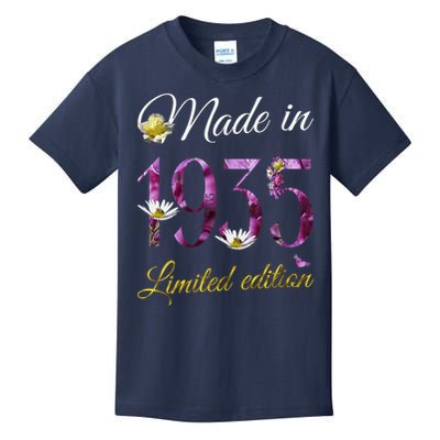 Made In 1935 - 90Year Old Floral 1935 90th Birthday Kids T-Shirt