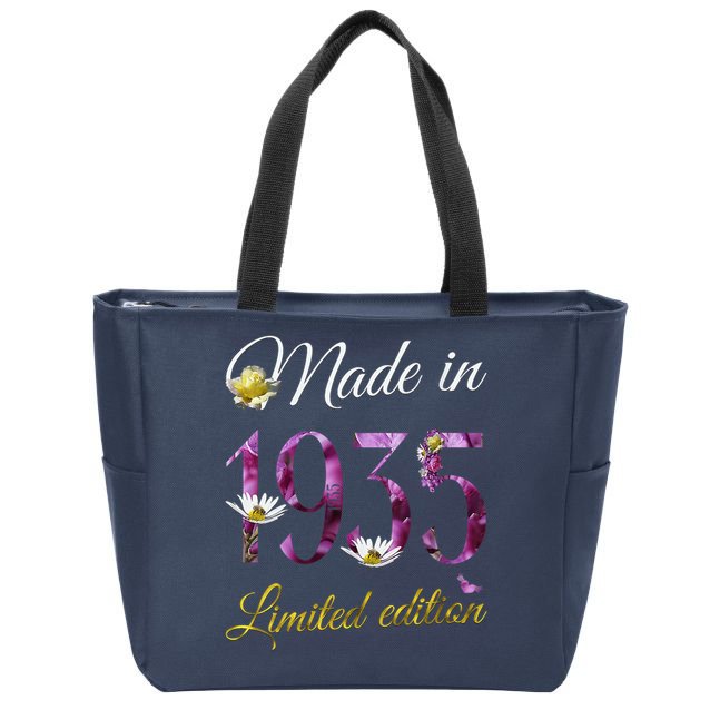 Made In 1935 - 90Year Old Floral 1935 90th Birthday Zip Tote Bag