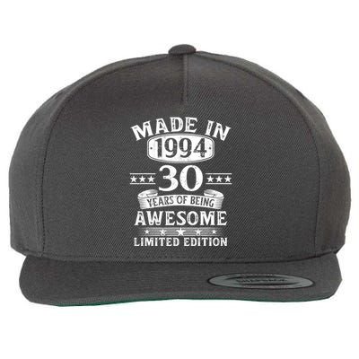 Made In 1994 30 Years Of Being Awesome Limited Edition 30th Birthday Wool Snapback Cap