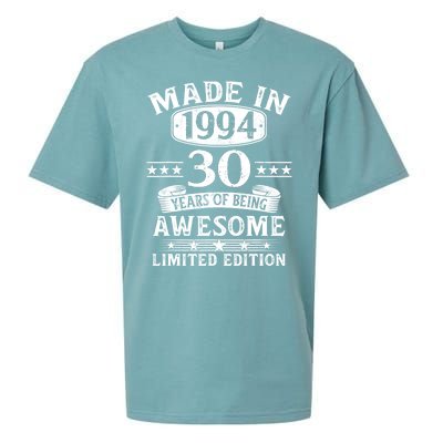 Made In 1994 30 Years Of Being Awesome Limited Edition 30th Birthday Sueded Cloud Jersey T-Shirt