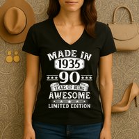 Made In 1935 90 Years Old Gifts 90th Birthday Gift Women's V-Neck T-Shirt