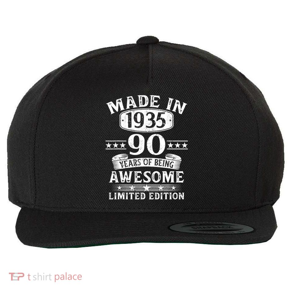 Made In 1935 90 Years Old Gifts 90th Birthday Gift Wool Snapback Cap