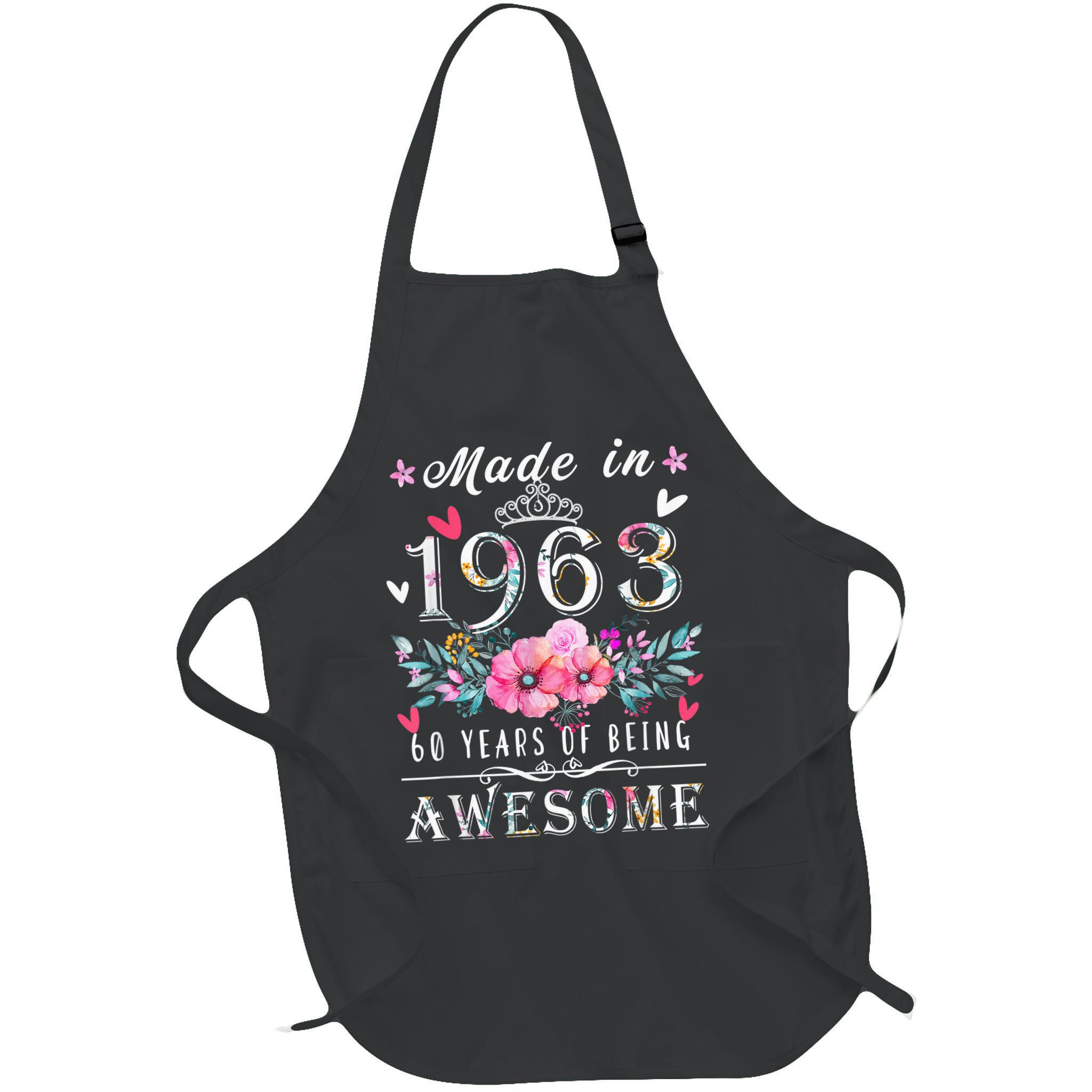 Made In 1963 Floral Vintage 60th birthday ideas for Wo Apron