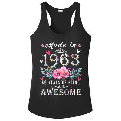 Made In 1963 Floral Vintage 60th birthday ideas for Wo Ladies PosiCharge Competitor Racerback Tank