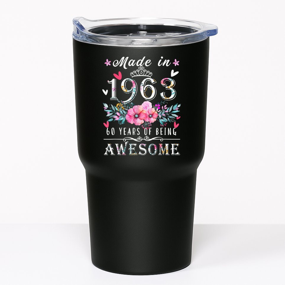 Made In 1963 Floral Vintage 60th birthday ideas for Wo Tumbler