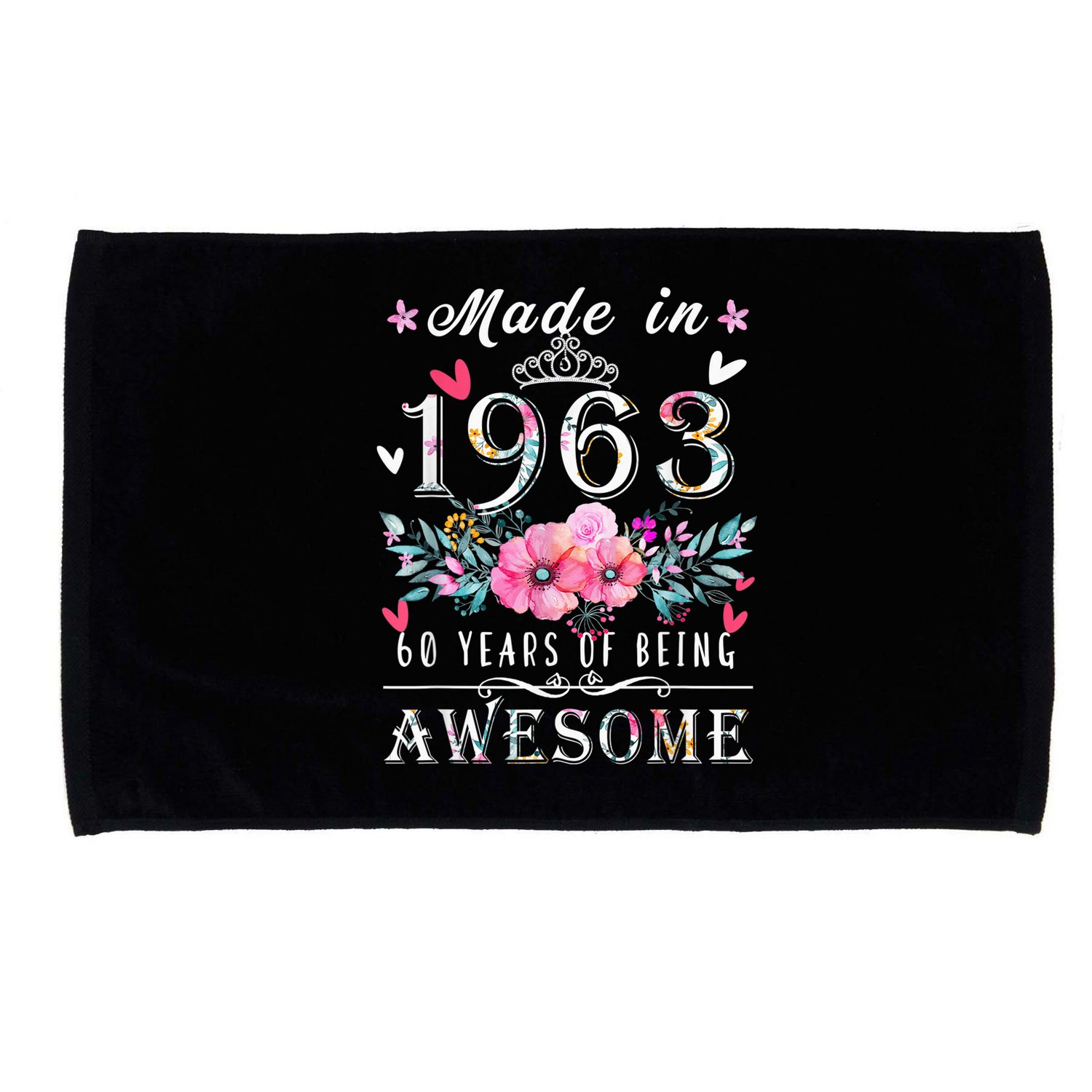 Made In 1963 Floral Vintage 60th birthday ideas for Wo Microfiber Hand Towel