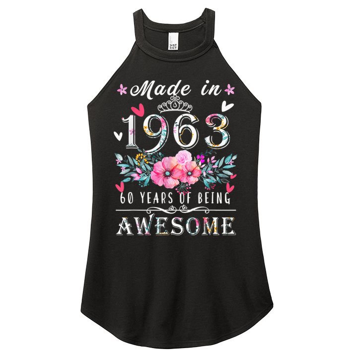 Made In 1963 Floral Vintage 60th birthday ideas for Wo Women's Perfect Tri Rocker Tank