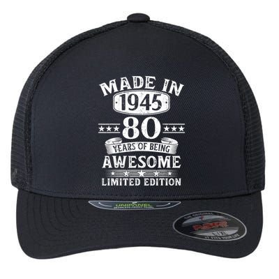 Made In 1945 80 Years Old Gifts 80th Birthday Gift Flexfit Unipanel Trucker Cap